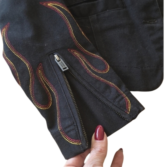 Harley-Davidson Black Women’s Jacket with Flame Cuff  and Back Detail - Picture 2 of 8